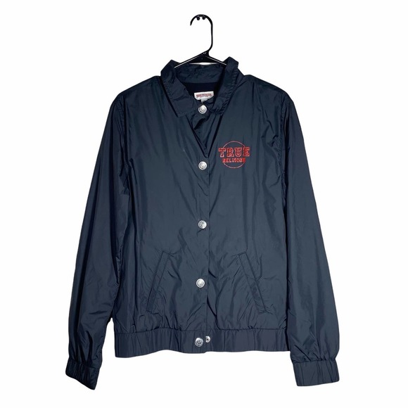 True Religion Black and Red “Coaching Jacket” sz L - Picture 1 of 7